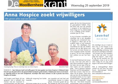 Anna Hospice zoekt vrijwilligers