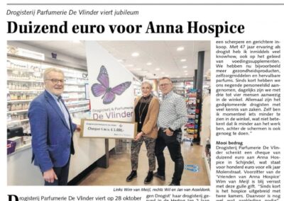 Duizend euro voor Anna Hospice