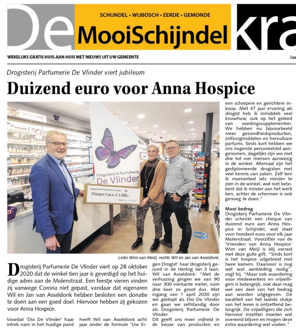 MSK Duizend euro van Anna Hospice