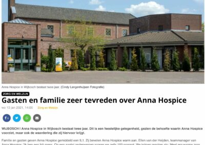 Gasten en familie Anna Hospice zijn zeer tevreden