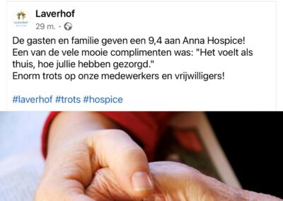 Gasten en familie geven Anna Hospice een 9,4