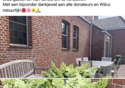 Nieuwe potten met planten in de binnentuin